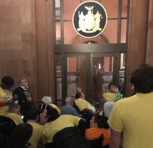 Disability protesters advocating to #SaveCDPAP in Albany